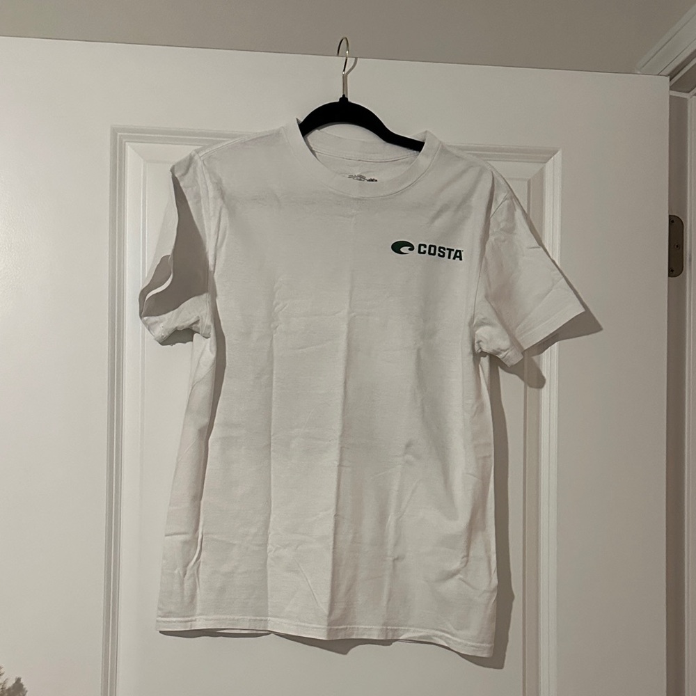 Costa White Short Sleeve Tee with Green Logo
